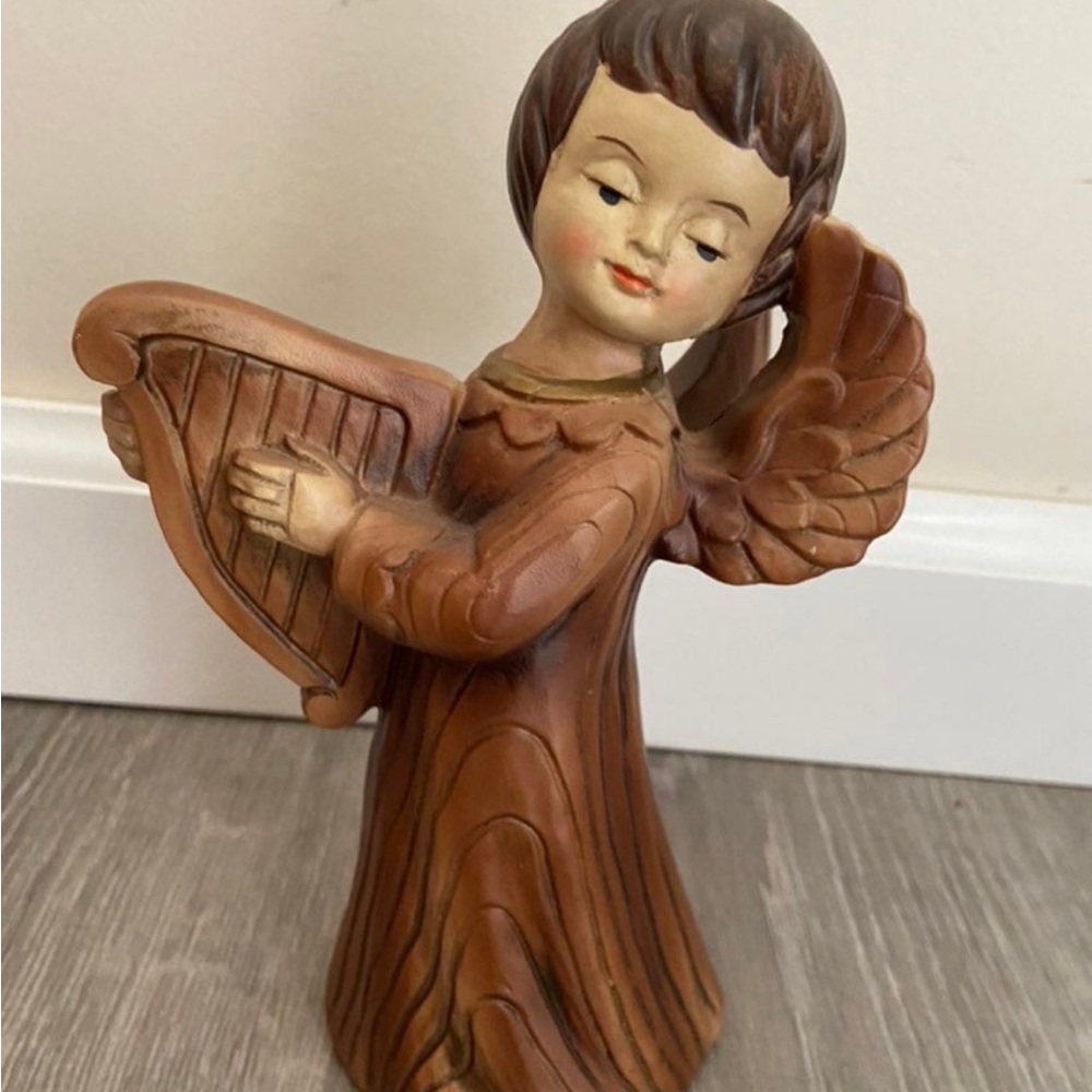 Vintage Harp Angel Figurine Japan